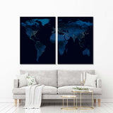 Map Of Earth At Night Canvas Print  №1508