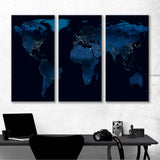 Map Of Earth At Night Canvas Print  №1508