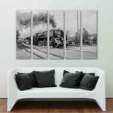 Vintage Steam Train Locomotive Black & White Canvas Print №3025