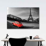 Eiffel Tower Black and White and Red Canvas Print №2011