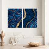 Blue Marble Agate, Japanese Kintsugi Technique Canvas Print №0062