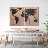 Old Abstract Grunge Map Of The World Canvas Print №1505