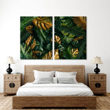 Gold and Green Tropical Palm Leaves Canvas Print №0063