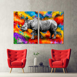 Abstract Rhinoceros On Colorful Background Canvas Print №3531