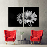 White Flowers On A Black Background Canvas Print №7027