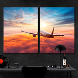 Passengers Airplane In Beautiful Sunset Canvas Print №3006