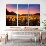 Field Of Sunflowers On Sunset Canvas Print №4021