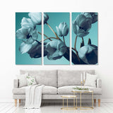 Tulips On A Gray-Blue Background Canvas Print №7035
