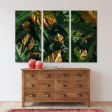 Gold and Green Tropical Palm Leaves Canvas Print №0063