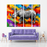 Abstract Rhinoceros On Colorful Background Canvas Print №3531
