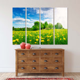 Green Field With Yellow Dandelions Canvas Print №4022