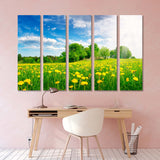 Green Field With Yellow Dandelions Canvas Print №4022