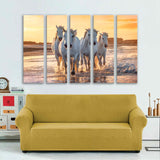 White Horses Are Walking In The Water Canvas Print №3525