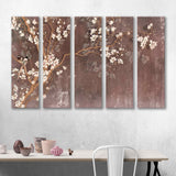 Abstract White Flowers On A Brown Background Canvas Print №0067