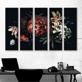 Floral Vintage Composition On Black Background Canvas Print №7056