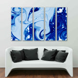 Beautiful Abstract Technique Ebru in Blue Canvas Print №0039