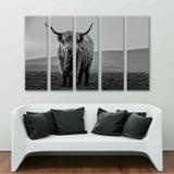 Moody Black And White Cow Canvas Print №3546
