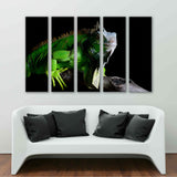 Big Green Iguana On Black Background Canvas Print №3520